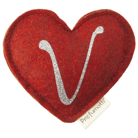 Profumatore cuore con glitter lettera V